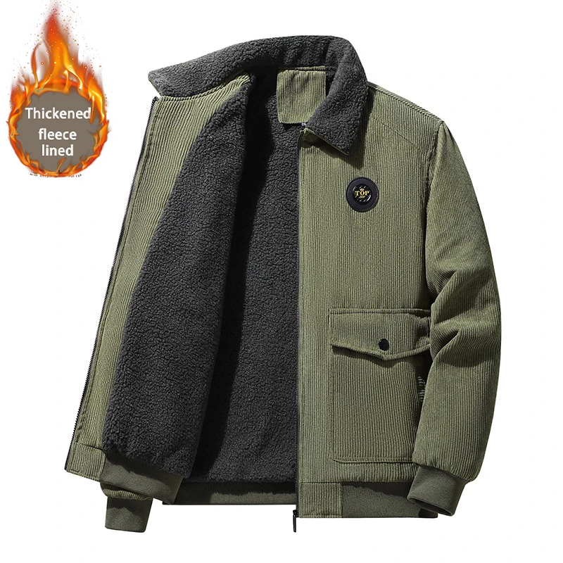 

Men's Coat Winter Thick Plush Simple Quality Top Jacket Black Military Green Other Colors to Choose From