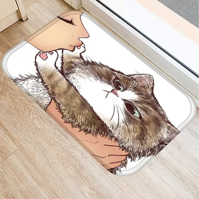 Lovely Cartoon Little Cat Bathroom Non-silp Door Mats Suitable for Living Room Entrance Decorative Accessories Pads Bedroom Rugs