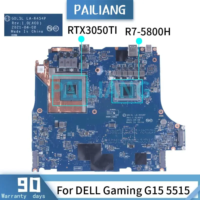 

For DELL Gaming G15 5515 Laptop Motherboard 00VT1V CPU R5-5600H R7-5800H GPU RTX3050/RTX3050TI Notebook Mainboard GDL5L LA-K454P