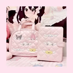  Kawaii Hello Kitty Embroidery Bag cartoon Anime Kuromi Cinnamoroll Lovely Girl Handbag Leatherwear Inclined Shoulder Bag Gift