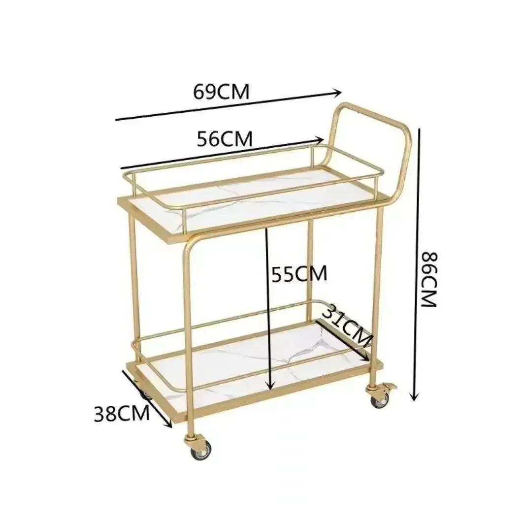 Serving Rack Dining Cart Trolley Commercial Restaurant Mobile Nordic Hotel Wine Truck Birthday Trolley Gold Iron Art Furniture