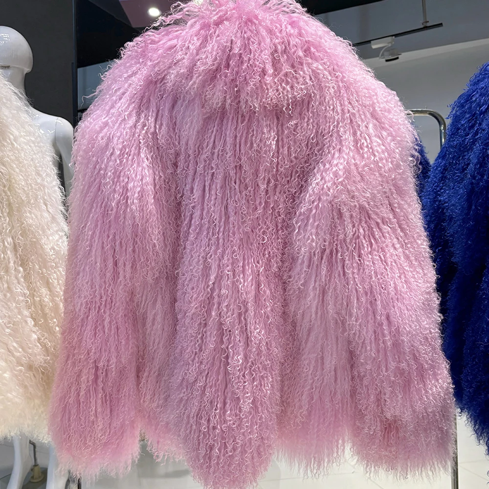YOLOAgain 2025 Winter Warm Women's Real Mongolia Sheep Fur Jacket Plus Size 8XL Sheep Fur Coat