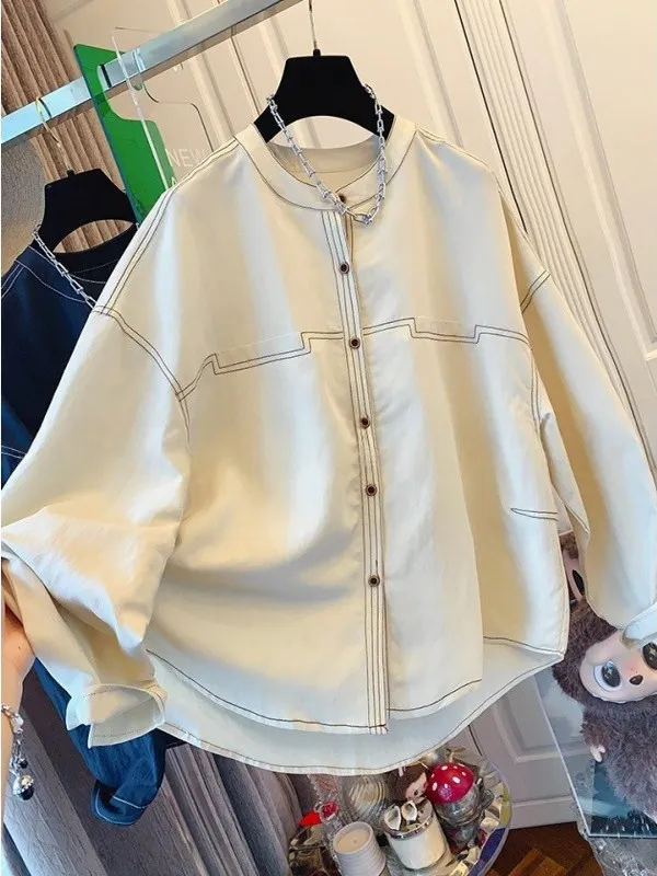 فضفاضة تناسب طويلة Sve المرأة irt 2025 الخريف جديد Sle تصميم تحسس صغير ence تنفس مريحة رداء علوي غير رسمي #1