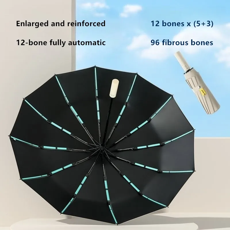 Automatic Large Size Sun Umbrella Rainproof and Sun-protective Dual-purpose Reinforced Thickened Durable Car-mounted Umbrella