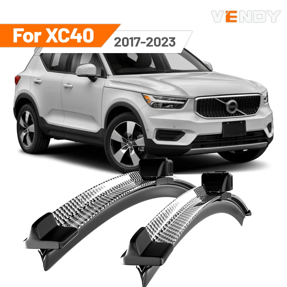 For Volvo XC40 2017-2023 2018 2019 2020 2021 2022 2pcs Front Windshield Wiper Blades Windscreen Wipers Carbon Fibre & Black