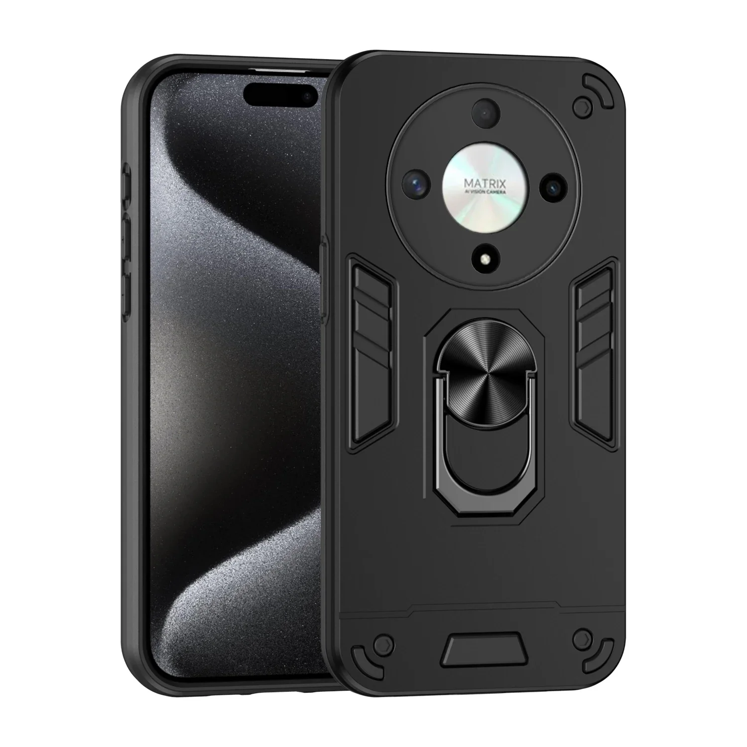 Hybrid Armor Shockproof Phone Case For Honor X9B Magic 6 Lite 6.78 inches Metal Ring Holder Soft TPU Frame Plastic Back Cover