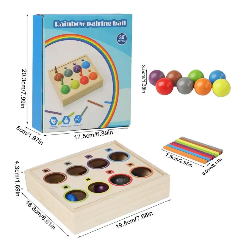 Balle arc-en-ciel assortie pour bébé, jouet en bois Montessori, tri des couleurs, jeu sensoriel cognitif, entraînement de la motricité Fine, jouets éducatifs précoces
