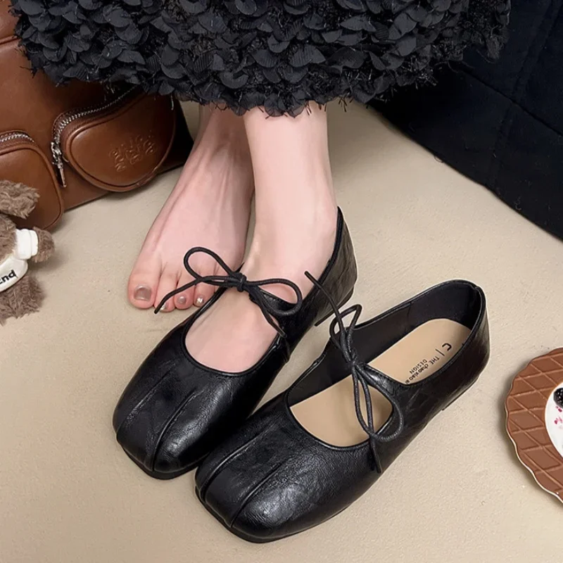 2025-spring-women-ballet-flats-shallow-mouth-shoes-butterfly-knot-casual-soft-sole-women-shoes-comfortable-leather-women-shoes