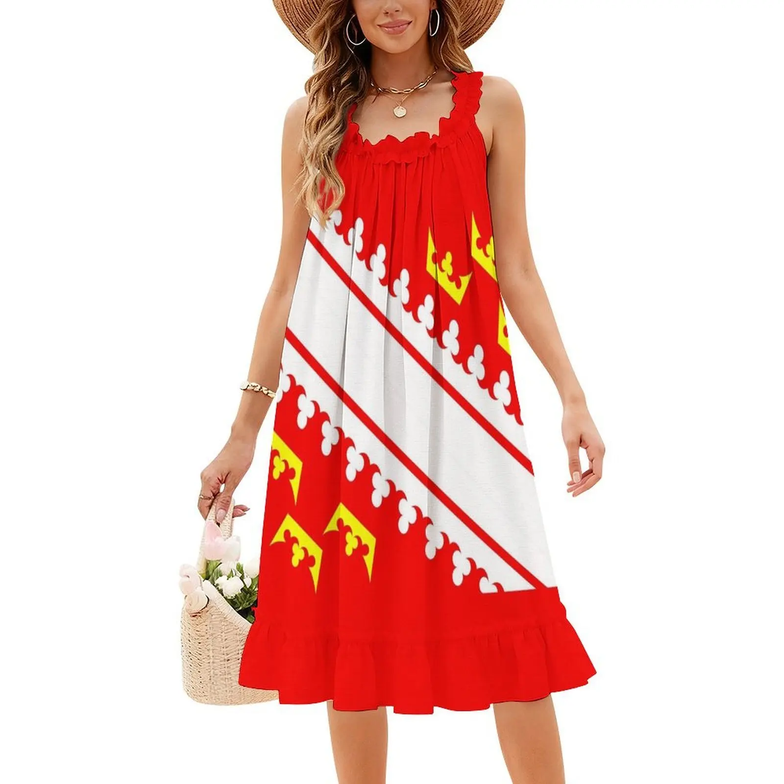 علم الألزاس فستان كاجوال على الطراز الكوري للنساء فساتين مكتب سيدة يومية بسيطة علم الألزاس منطقة فرنسا ملابس امرأة بلد #4