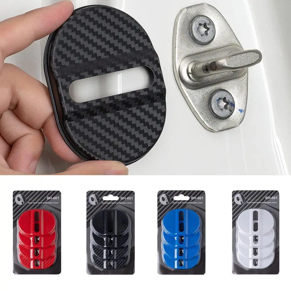 4 Pcs Universal Car Door Lock Protective Cover Plastic Self-adhesive Car Door Lock Anti Rust Sleeve Car Door Cushion Pad