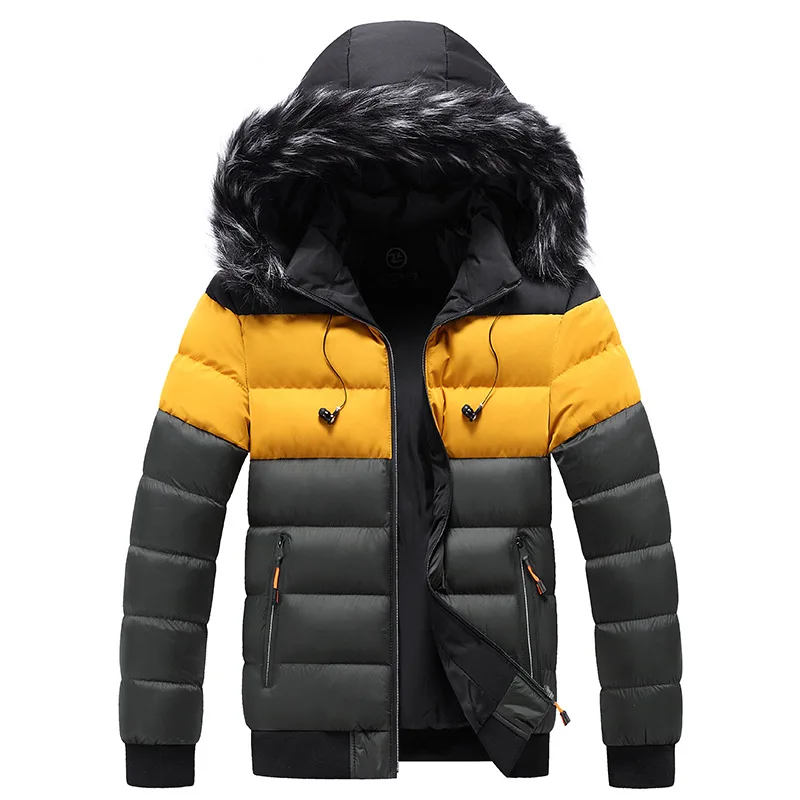 New Winter Men Hooded Fur Collar Warm Parkas Good Quality Male Slim Fit Winter Coats Hat Detachable Casual Down Jackets Size 5XL