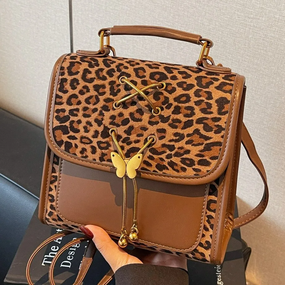 

2025 College Backpack for Women, Leopard Convertible Shoulder Bag, Multi-Way Crossbody Purse, Very Preppy and Functional