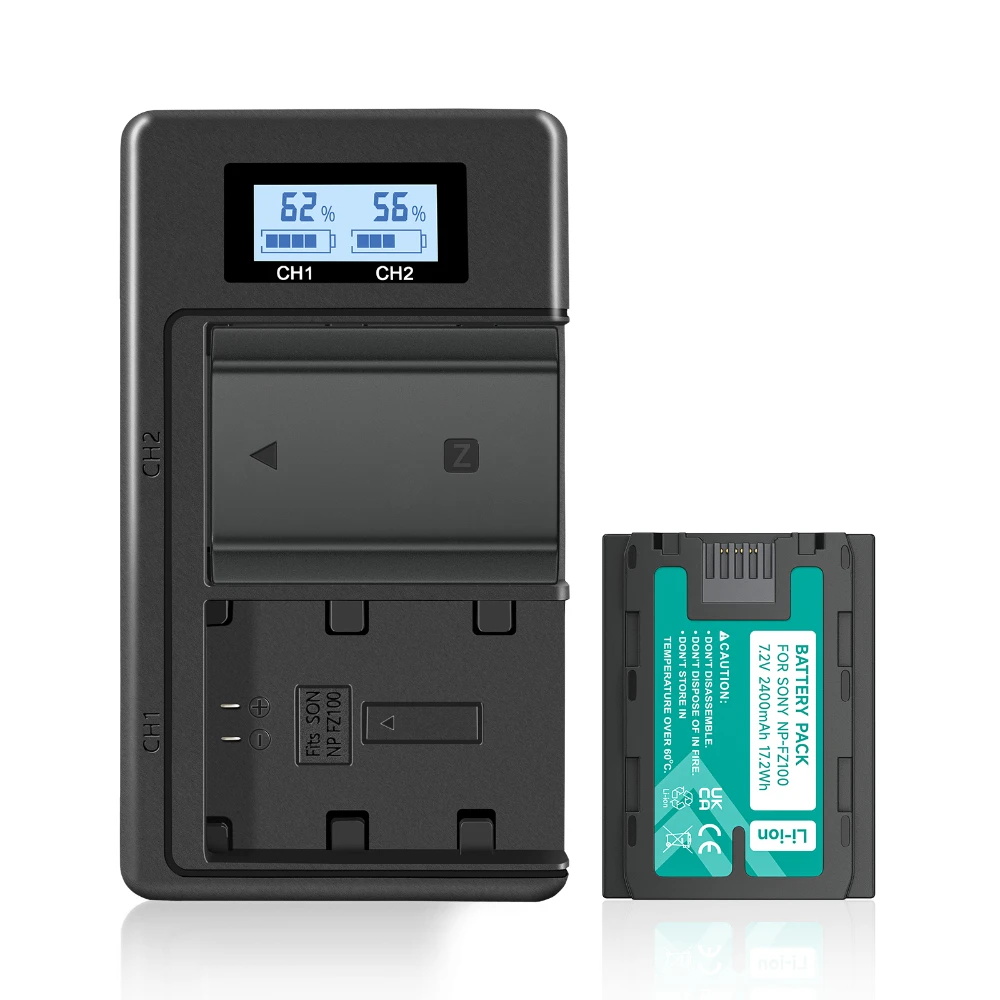 PALO NP-FZ100 NPFZ100 NP FZ100 батарея + LCD двойное USB зарядное устройство для Sony NP-FZ100, BC-QZ1, Sony a9, a7R III, a7 III, ILCE-9, A6600