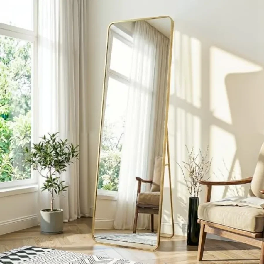 

Full Length Mirror for Bedroom, Living Room or Dressing Room: 56x15 Floor Standing Full Body Mirror with Rounded Corners, Tempe