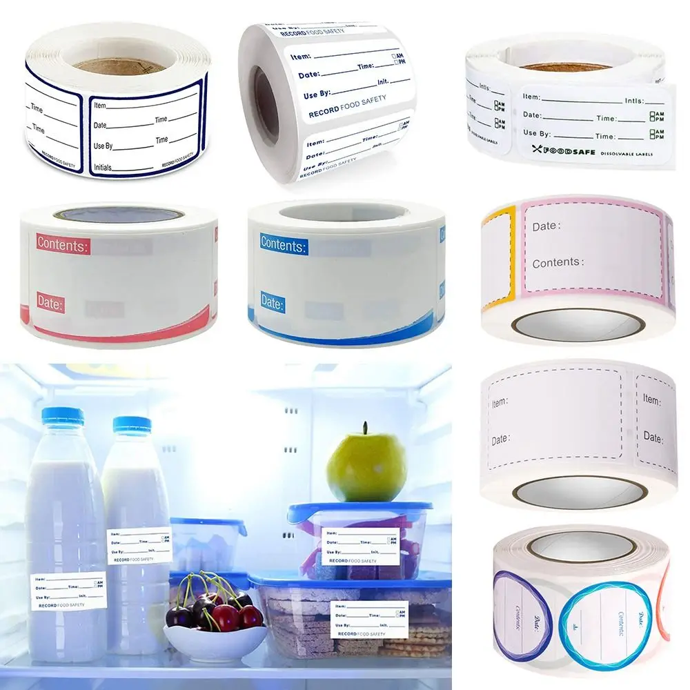 Waterproof Refrigerator Self Adhesive Food Storage Label Food Stickers Date Content Label Kitchen Sticker