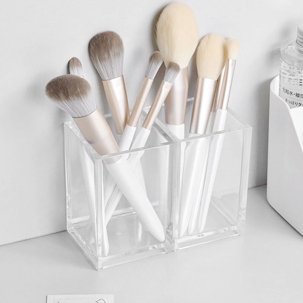 

4Pcs Acrylic Pen Holder Makeup Brush Bucket Smooth Surface Stable Display Desk Organizer Stationery Storage Box