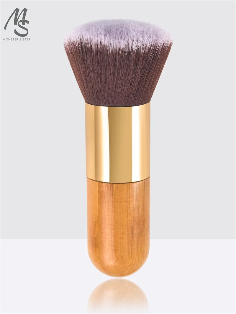 1PC Fashion Round Bamboo Handle Makeup Brush Foundation Powder Blusher Brush Cosmetic Brushes Pro Beauty Makeup Tools Large