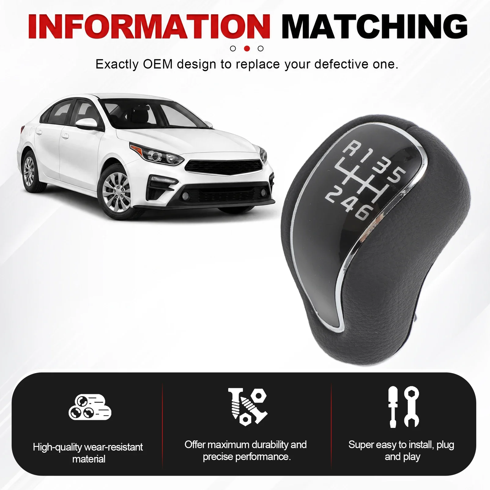 Leather Manual Stick Gear Shift Knob Lever Shifter 43711-B5020 43711B5020 For Kia Forte Cerato K3 Ceed 12-16 Hyundai Creta IX25