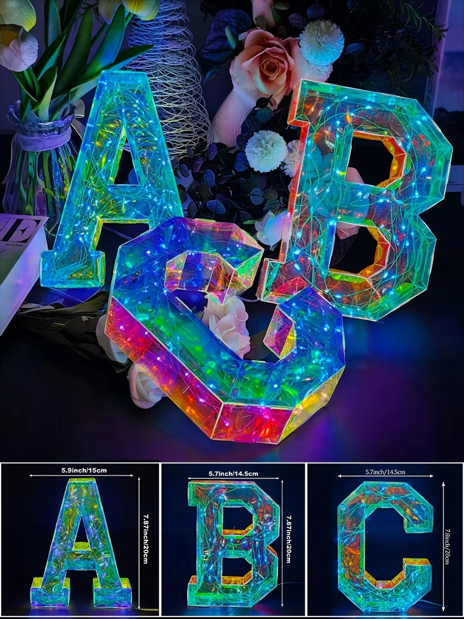 Multicolor Letters LED Night Light Numbers Dual‑Power Light‑Up Battery USB Operated Portable Indoor Decor for Party Wedding Home