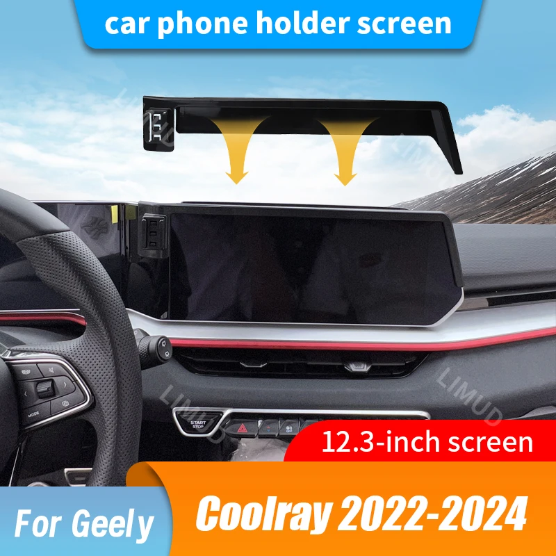 Limud Autotelefonhalter 12,3-Zoll-Bildschirm mit fester Basis für Geely Coolray 2023 2024, Auto-Handyhalterungen, Ständer, Innenzubehör