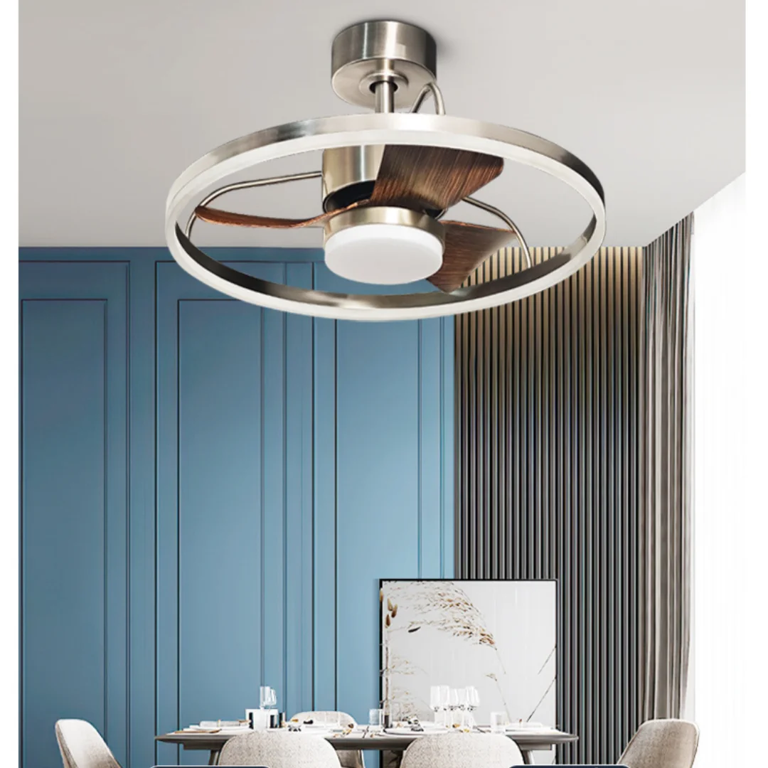 24 Inch Low Profile Ceiling Fan with Light and Remote Quiet DC Motor Ceiling Fan Simple Restaurant Retro Living Room Bedroom