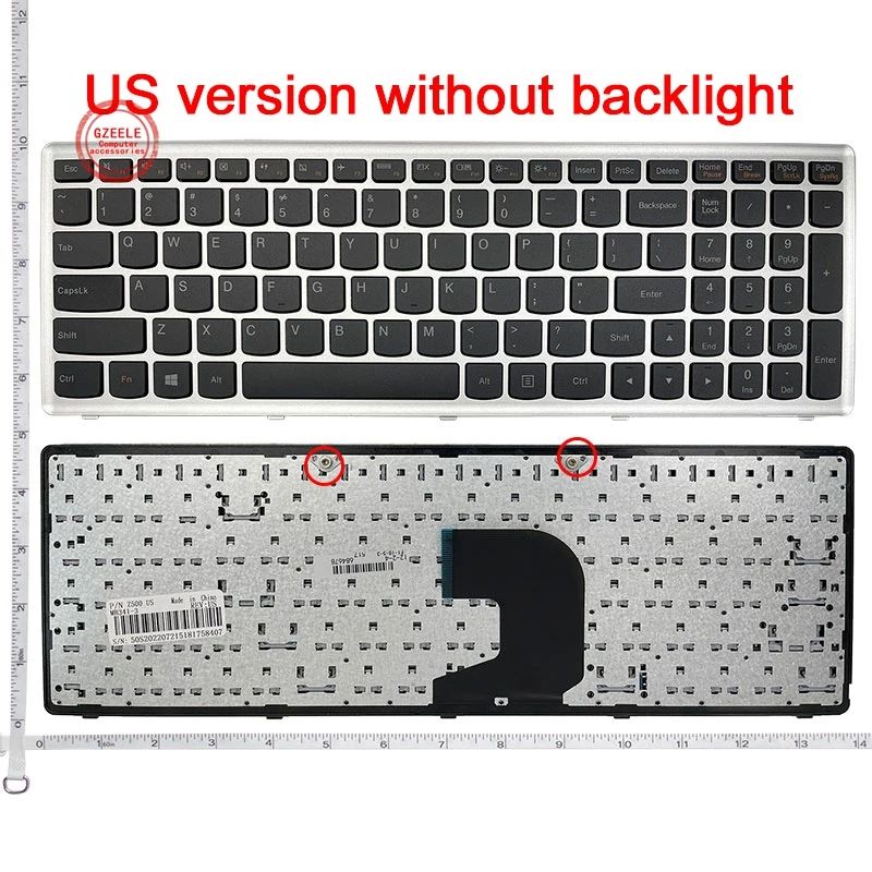 

GZEELE NEW US Keyboard For Lenovo Ideapad Z500 Z500A Z500G P500 P500A Laptop US English laptop keyboard silver Without Backlit