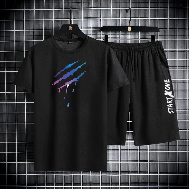 2025 Summer Thin Casual Quick Drying Two Piece Set Zestaw męski sportowy do biegania na świeżym powietrzu Koszulka z krótkim rękawem + Spodenki Zestawy dresowe