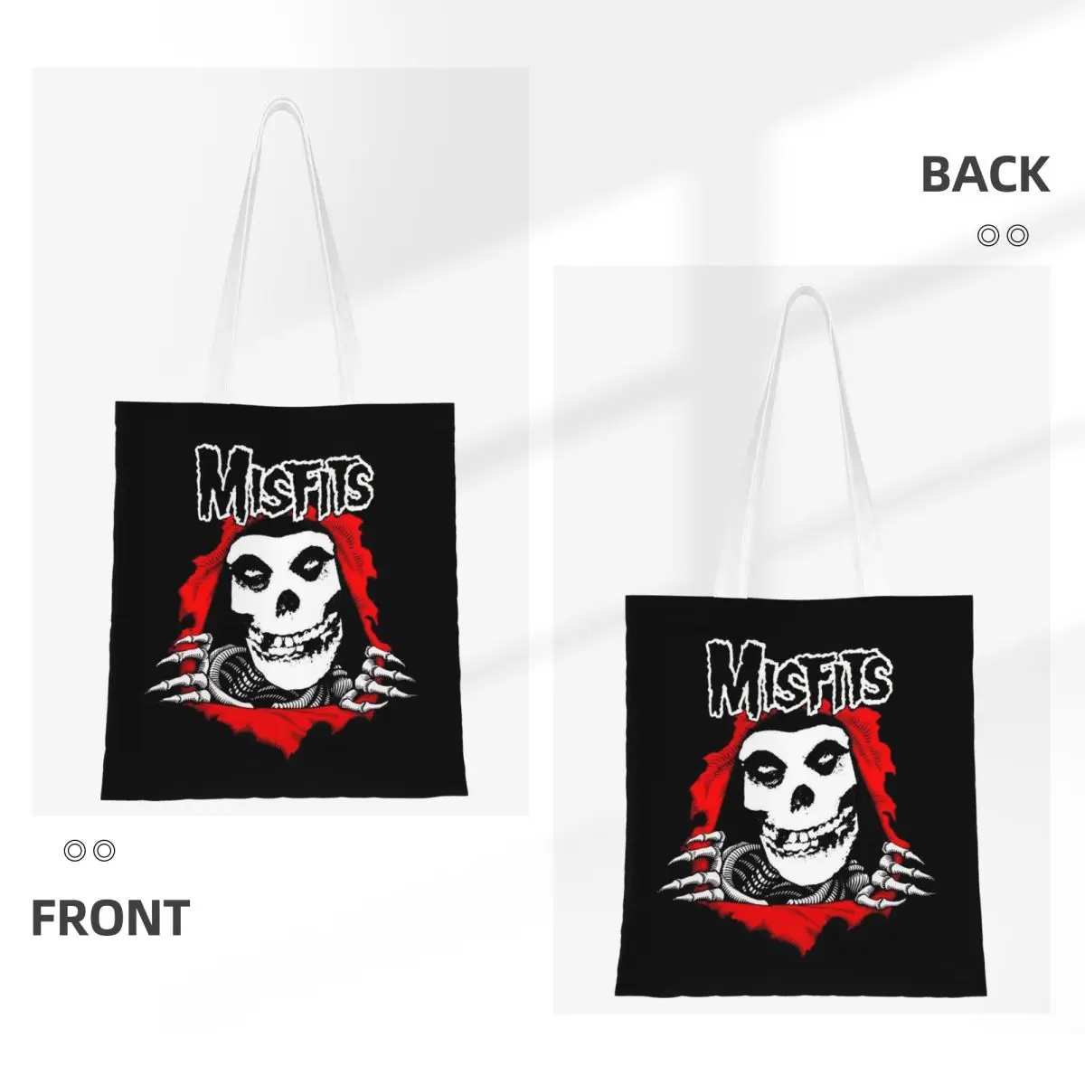 Tas Belanja Misfits Skull Tas Kanvas Lipat Tas Tote Wanita Tas Tangan Travel