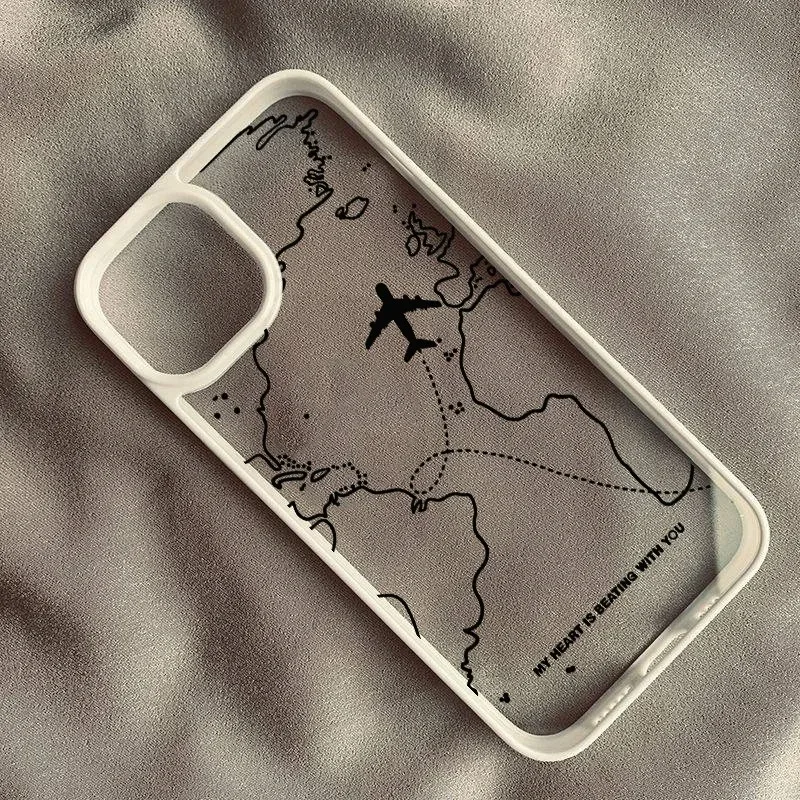 Travel-nspired Airplane Route Desian Phone Case For iPhone 16 15 14 13 12 11 Pro Max XR X XS Max 7 8 16 Plus SE2 Clear Cover image 4