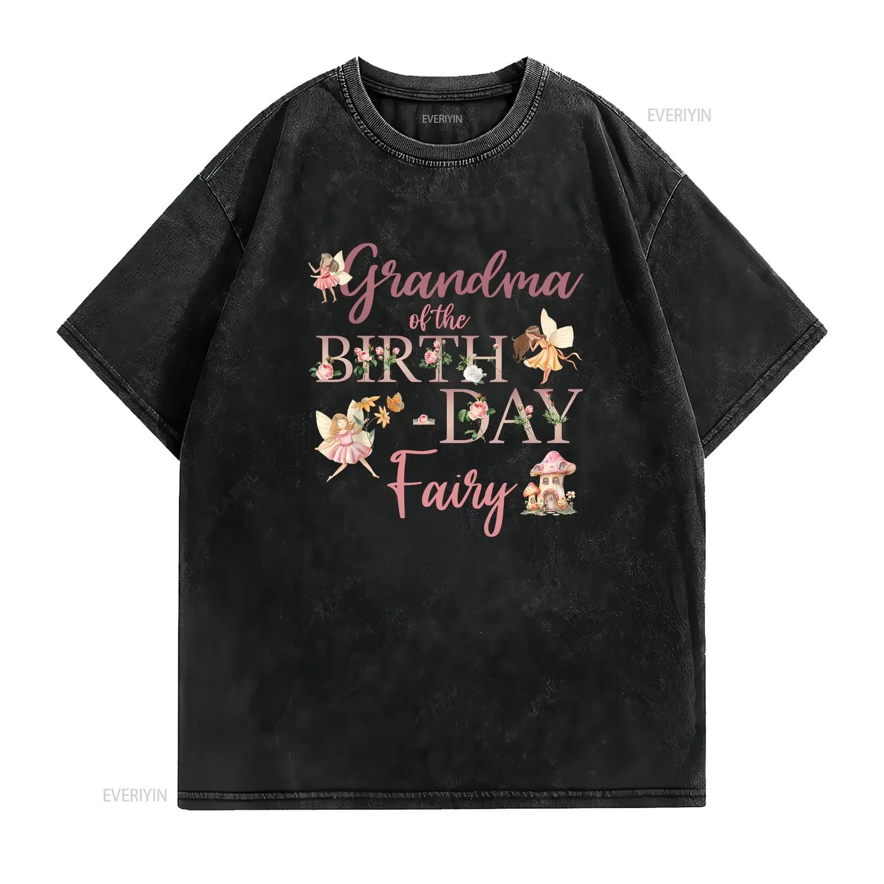 Grammy Of The Birthday Fairy First Family Matching T Shirt  vintage Washed fashion graphic Comfortable designer clothes homme