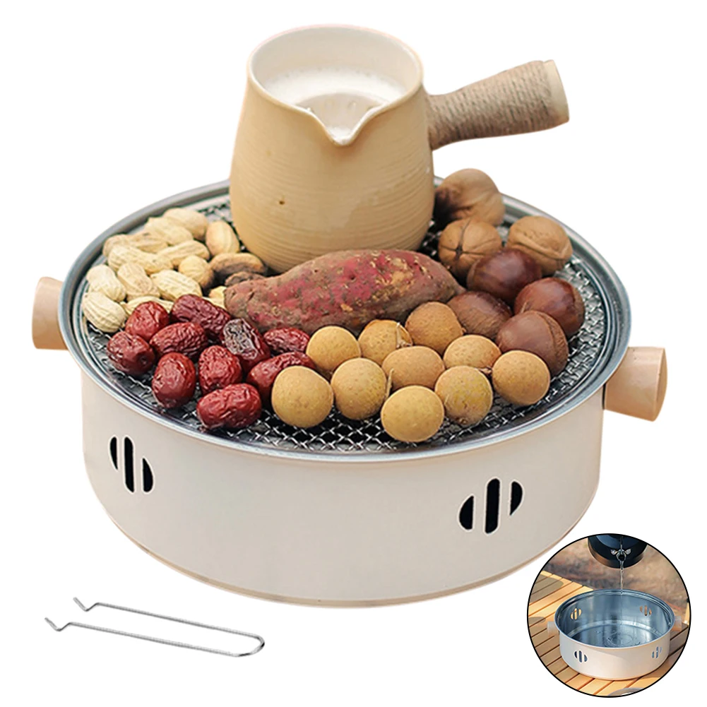 

Round Barbecue Grill Portable Charcoal Barbecue Grill with Grill Net Camping Grill Stove Multifunction for Outdoor Garden Patio