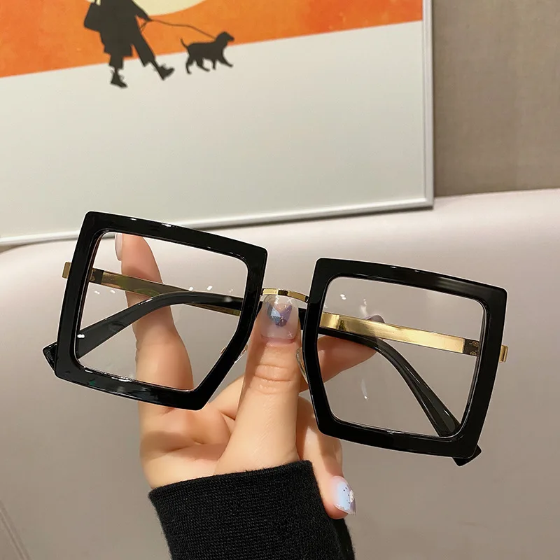 Thick Frame Square Myopia Glasses Fashion Eye Protection Eyewear for Women Oversized Optiacl Glasses Near Sight Glasses To -4.0