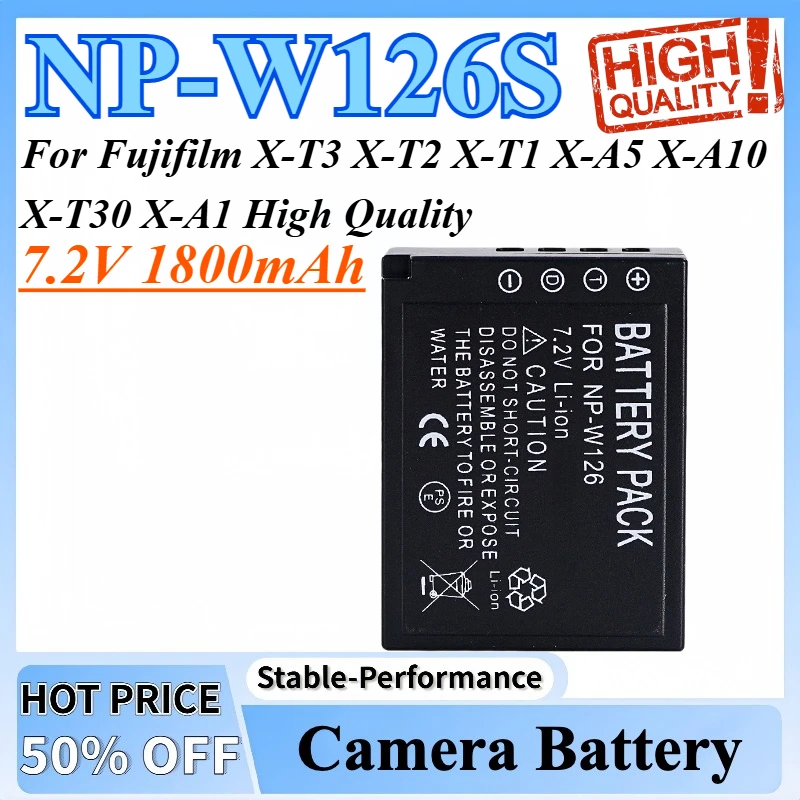 

7.2V 1800mAh NP-W126S Lithium Battery Compatible For Fujifilm X-T3 X-T2 X-T1 X-A5 X-A10 X-T30 X-A1 High Quality