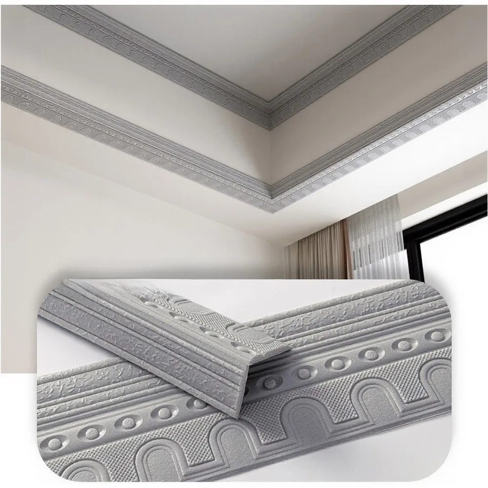Foam Ceiling Border Strip Self-Adhesive Trim for Baseboard Door Frame Decorative Edge Application on Various Materials
