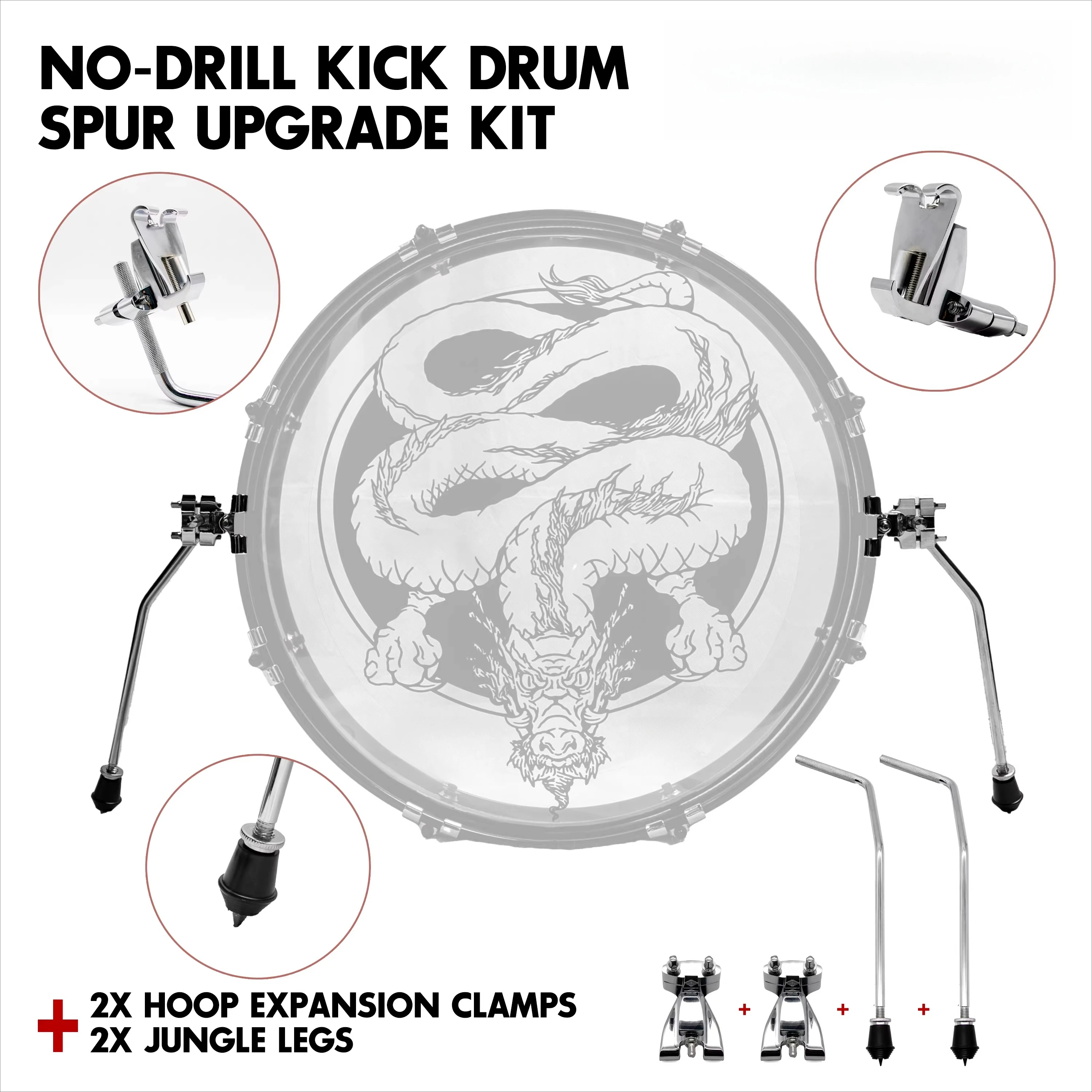 Open-hole Free Kick Drum Outriggers, Kick Drum Pressure Ring Expansion Fixture * 2 + Kick Drum Jungle Outriggers * 2