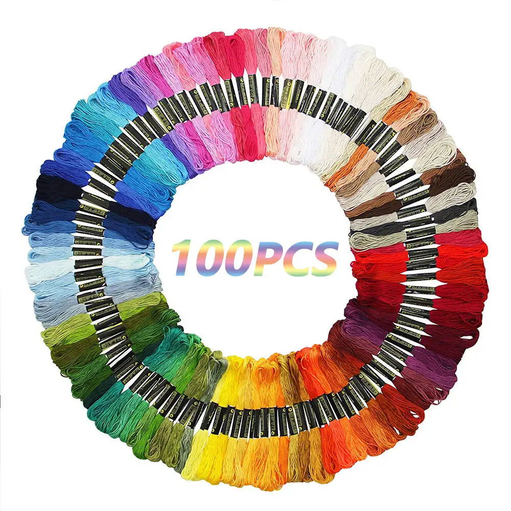50/100 Color Embroidery Thread Kits Cross Stitch Tools Accessories Suitable For Adults Beginners DIY Sewing Hobby Gift