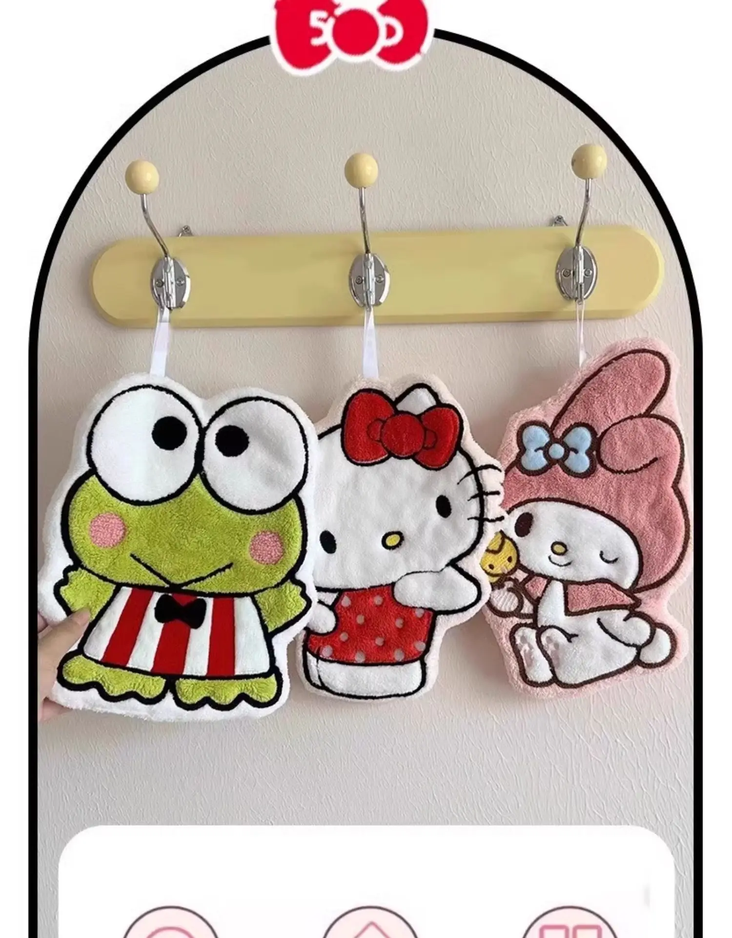 Neues Produkt auf Lager: KT Cat My Melody Hängendes Handtuch, verdickt, super saugfähig, niedliches Cartoon-Design für Bad, Küche und Haushalt – Detail 6