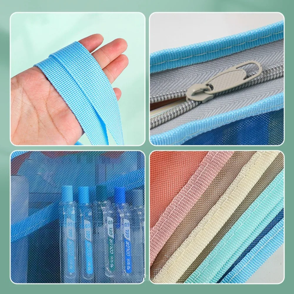 حقيبة تعليمية شبكية من النايلون متعددة الوظائف شفافة مقاس A4 حقائب ملفات محمولة ذات سعة كبيرة للطلاب #2