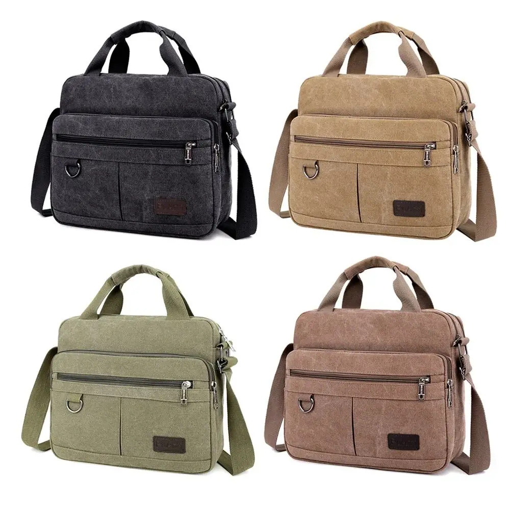 Multi-layer Messenger Bag Luxury Large Capacity Zipper Storage Pocket Square Shape Shoulder Bag Men