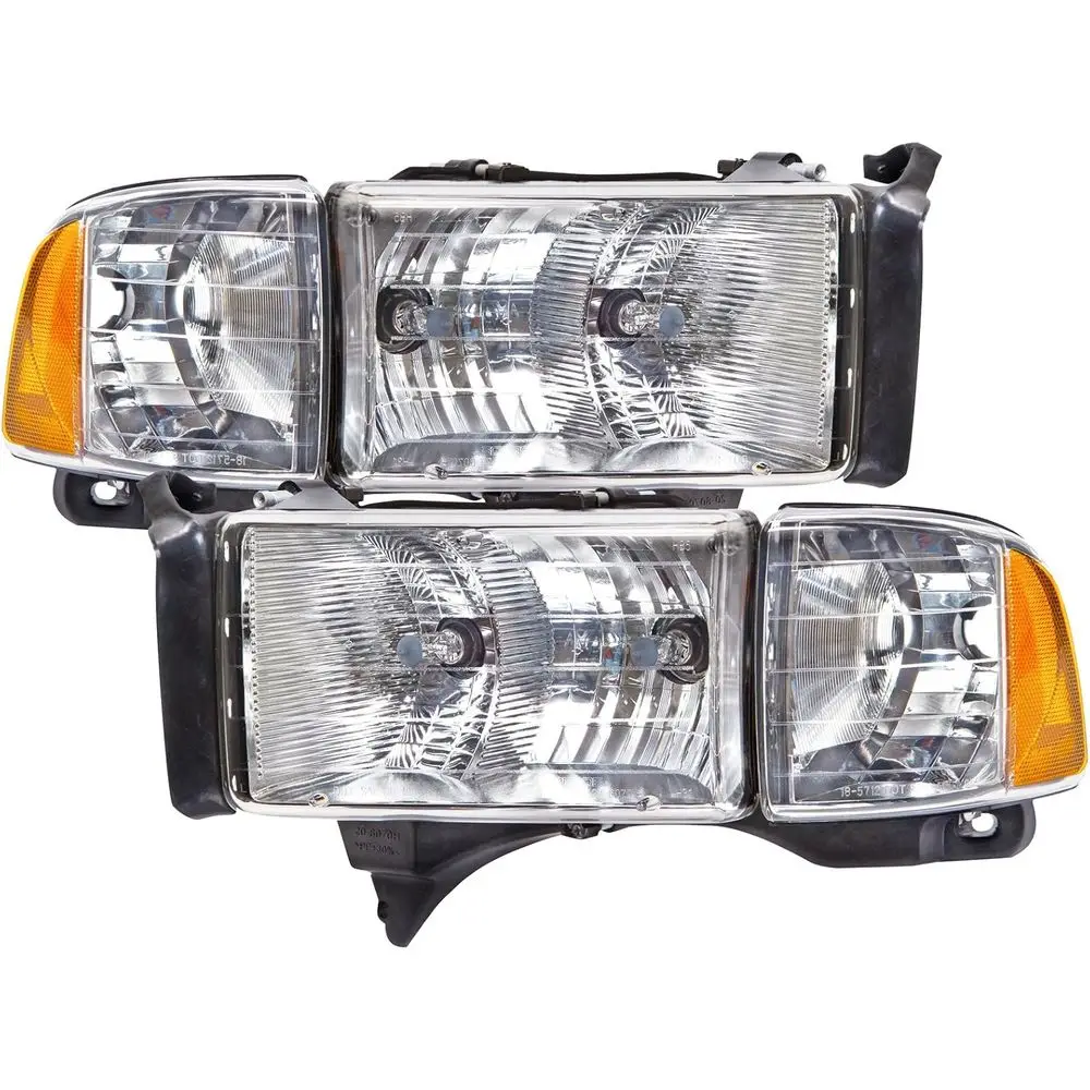 

- Chrome Housing Halogen Headlights For Dodge Ram Sport Models Only 1500 2500 3500 - Left Driver And Right Passenger Side Headla