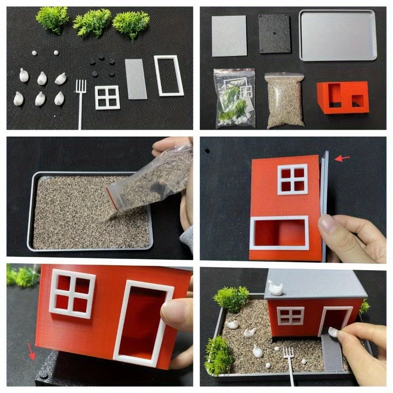 Miniatur Huhn Zen Garten Schreibtisch Dekor DIY Sand Tablett Garten Kit Lustige Neuheit Geschenk Zappeln Stress Relief Spaß Tisch Ornament