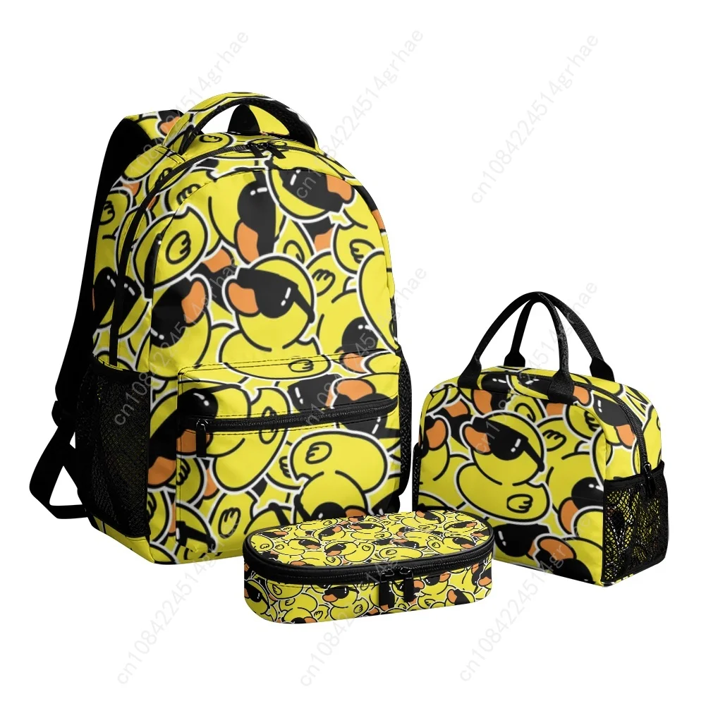 Yellow Duck Custom Leisure All-Over Print 3-Piece Backpack Set (Includes Backpack, Lunch Bag, and Pencil Case)