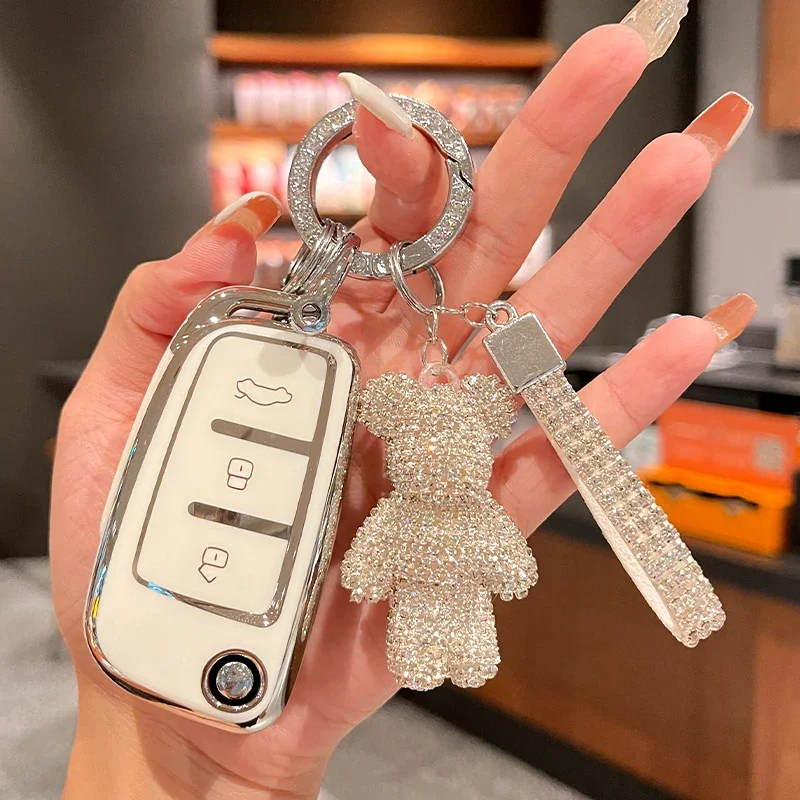 

TPU Car Flip Folding Key Fob Case Cover Shell for Geely Emgrand 7 EC7 EC715 EC718 Englon EC7-RV EC718-RV Keychain Accessories