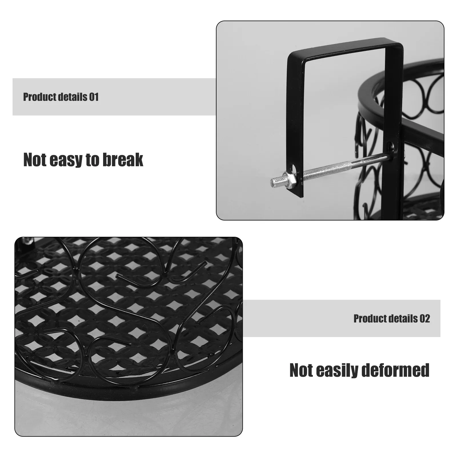 Outdoor Hanging Flower Pot Rack for Balcony Railings Sturdy Metal Construction Intricate Pattern Design Plant Holder Balcony