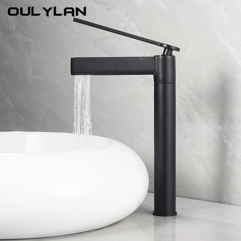 Oulylan Bathroom Faucet Sink Mixer Brass Basin Mixer Faucet Deck Mounted Single Handle Long Spout Hot&Cold Vessel Sink Water Tap