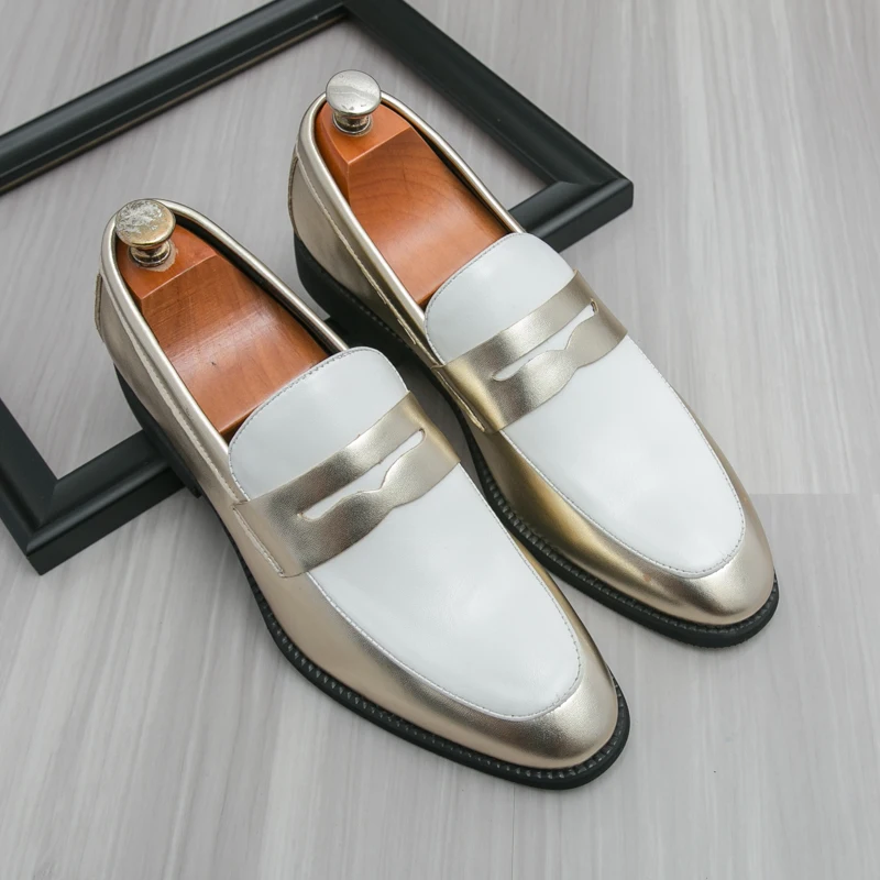 

Men Fashionable Loafers European-style One-foot Lightweight Breathable Brand Leather Shoes Social Shoes Size 38-46 Men Shoes