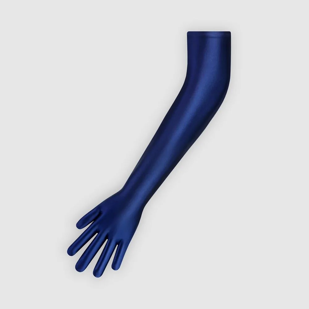 Gants longs multicolores en spandex extensible, brillant et soyeux, étiquette de protection solaire pour cyclisme, cosplay anime