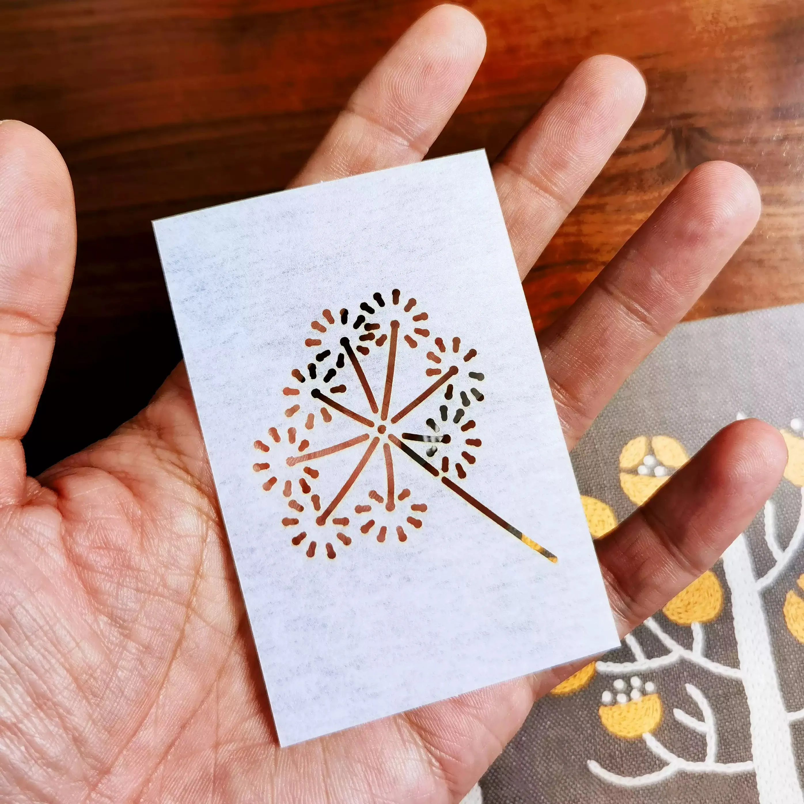Dill Flower Cloth Embroidery quilting Template Sashiko Stencils Reusable PET follow board for Home coaster Decor,Fabric Crafts