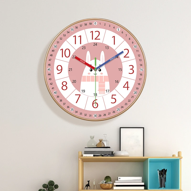 Cartoon Wall Clock Early Education Time Management Tool for Living Room Bedroom Study Silent Movement Wall Hanging Home Decor