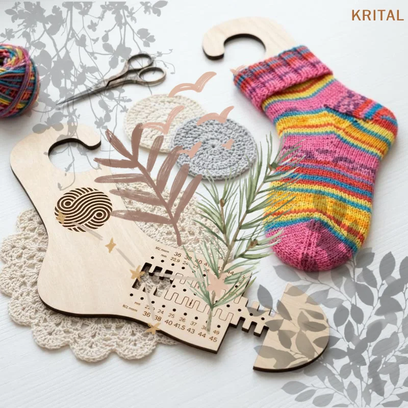 Wooden Sock Blockers With Accurate Size Markings Polished Natural Wood Surface For Knitting Enthusiasts DIY Sock Projects